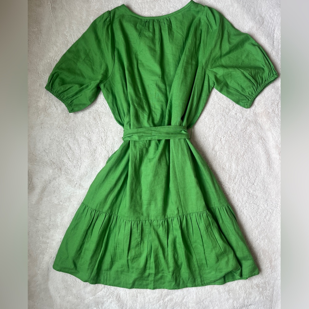 Ann Taylor Green Puff-Sleeve Midi Dress XLP - Picture 6 of 13